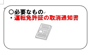 必要なもの 運転免許証の取り消し通知書