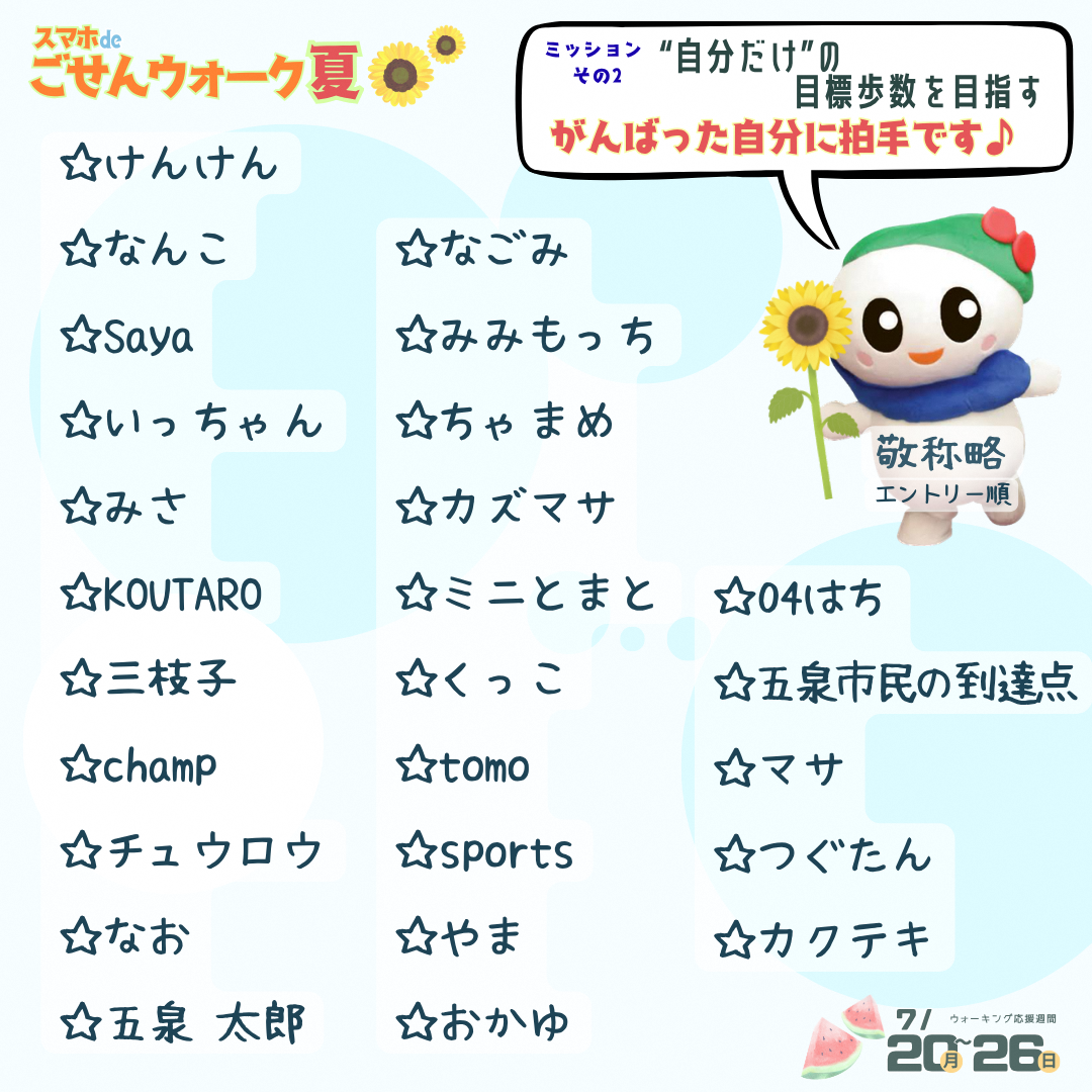 ごせんウォーク夏_結果