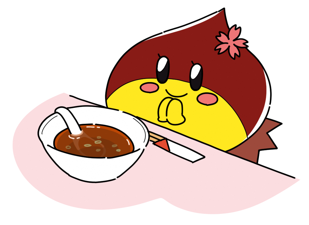 五泉市食育推進キャラクター22.麺の汁は残す