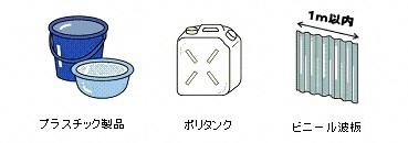 プラスチック製品、ポリタンク、ビニール波板のイラスト