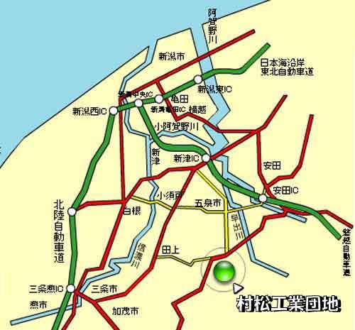 村松工業団地への地図